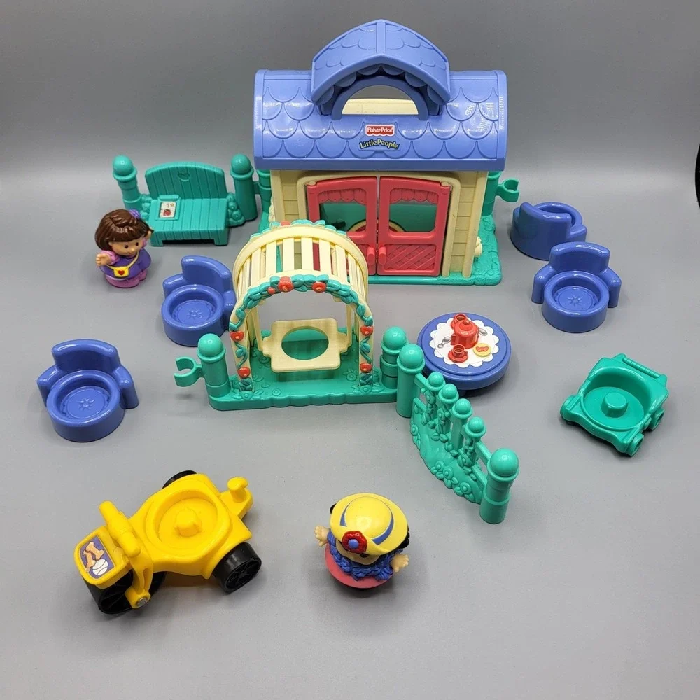 Fisher Price Little People Garden Tea Party Playset Figures Furniture Multicolor